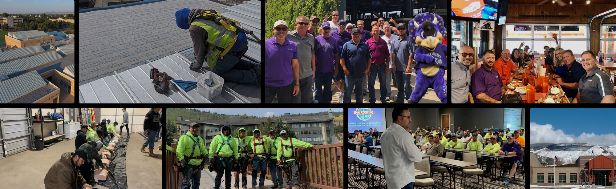 variety of photos showing the B&M team