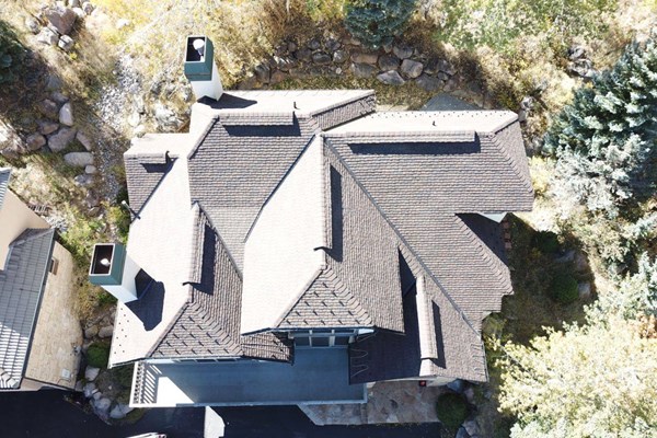 overhead view of a roof installed by our roofing experts