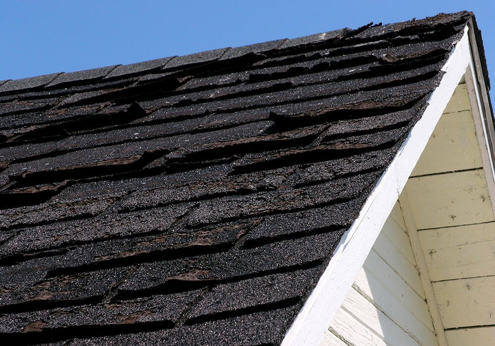 damaged roof in need of roof repair or roof replacement in colorado